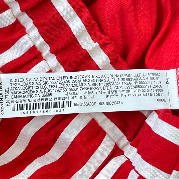 Zara palazzo trouser Red and white striped wide leg pants with elastic waist S - Picture 8 of 13